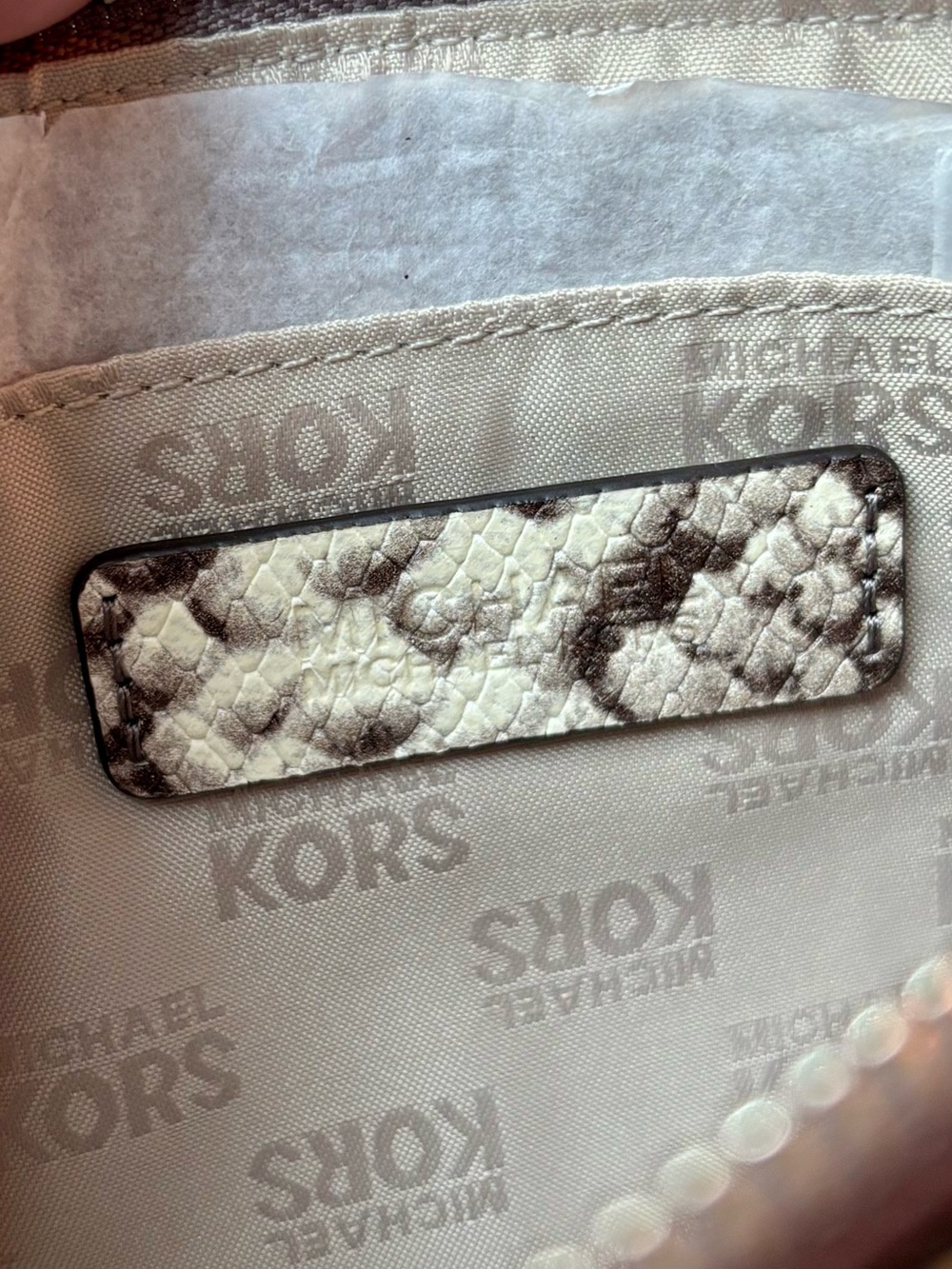 Michael Kors Black and Cream Snake-Print Wristlet - Picture 4 of 4